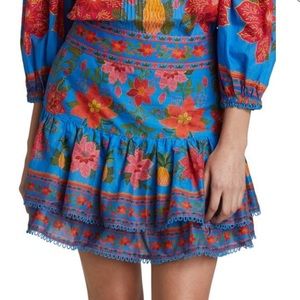 FARM Rio Blue and Red Floral Mini Skirt